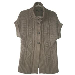 Eddie Bauer Sz S‎ Short Sleeve Alpaca Blend Cable Knit Long Cardigan Sweater